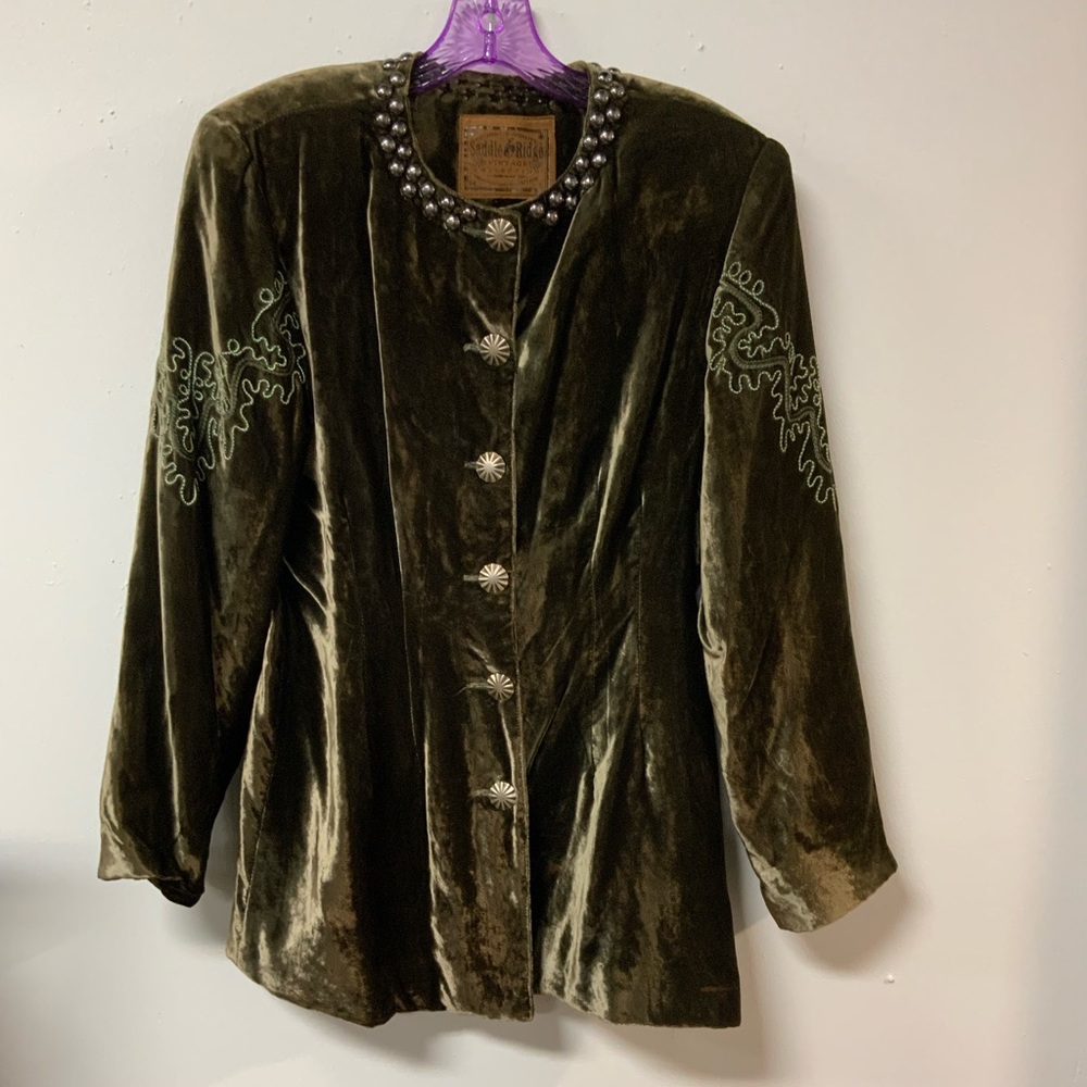 Saddle Ridge Olive Green Velvet Jacket